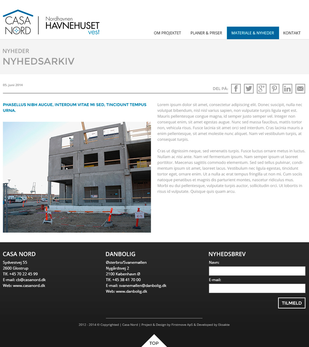 casa nord - havnehuset vest web design